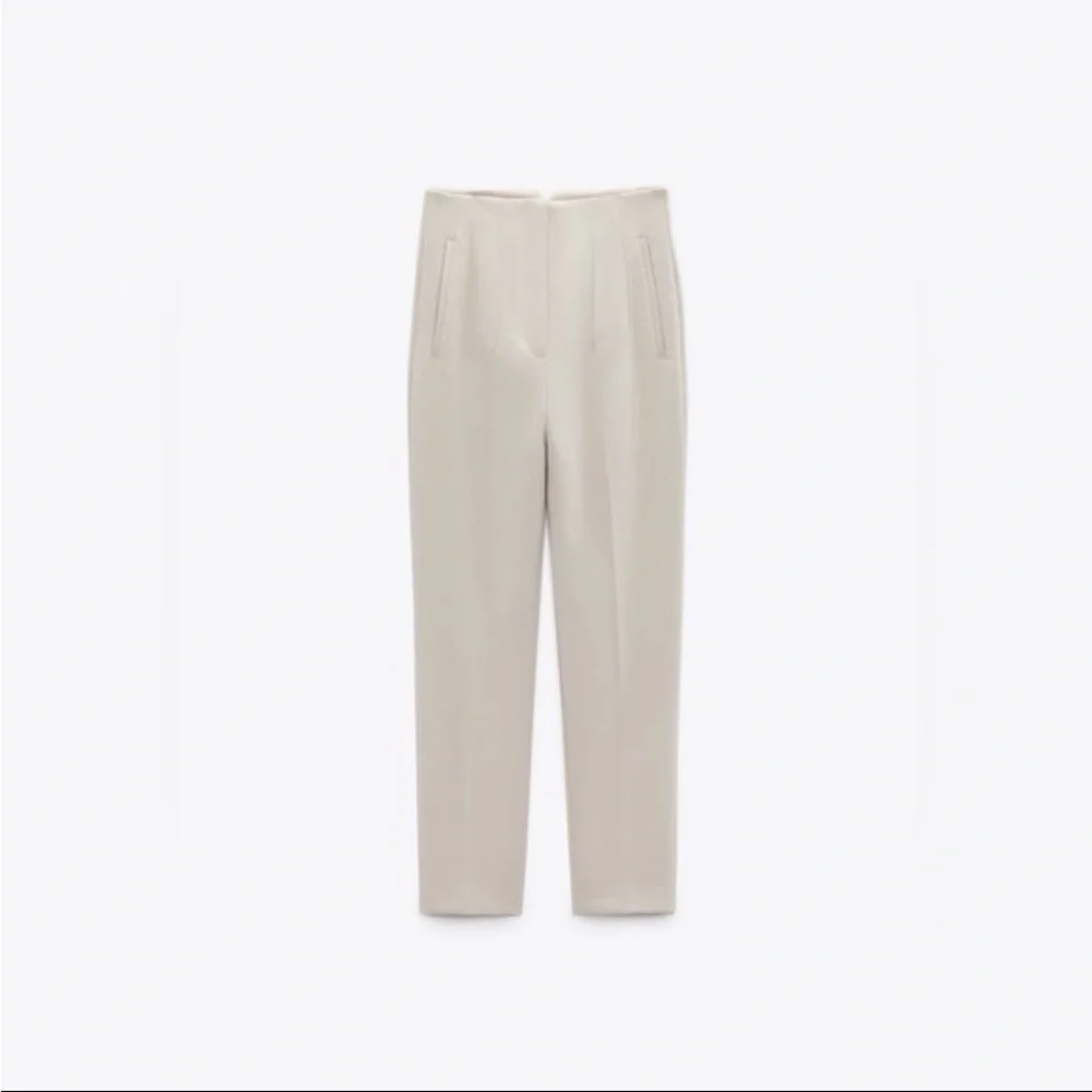 Zara Cream High-Waist Tapered Pants